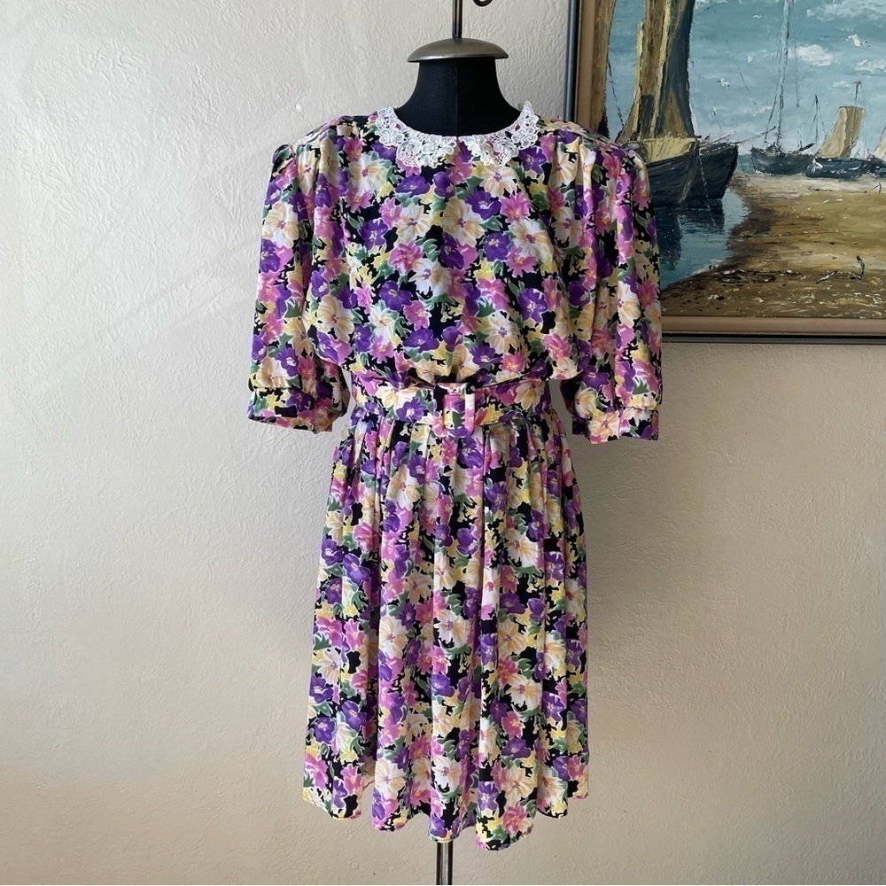 VINTAGE 1980s homemade floral dress size medium